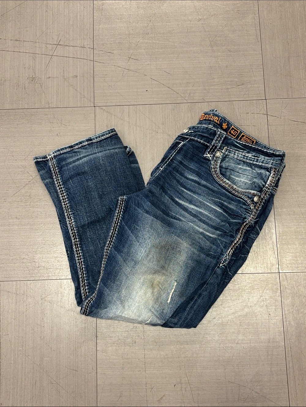 Rock Revival - Mens Amari J200R Straight Jean, size 40 US mens, color blue. - Picture 4 of 7
